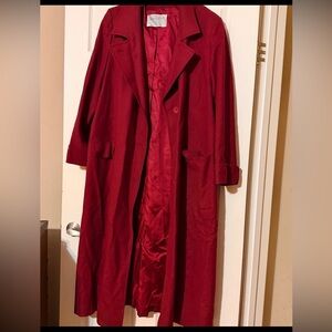 Pendleton Burgundy Women's Long Overcoat Collared Lined Button 24W Virgin Wool